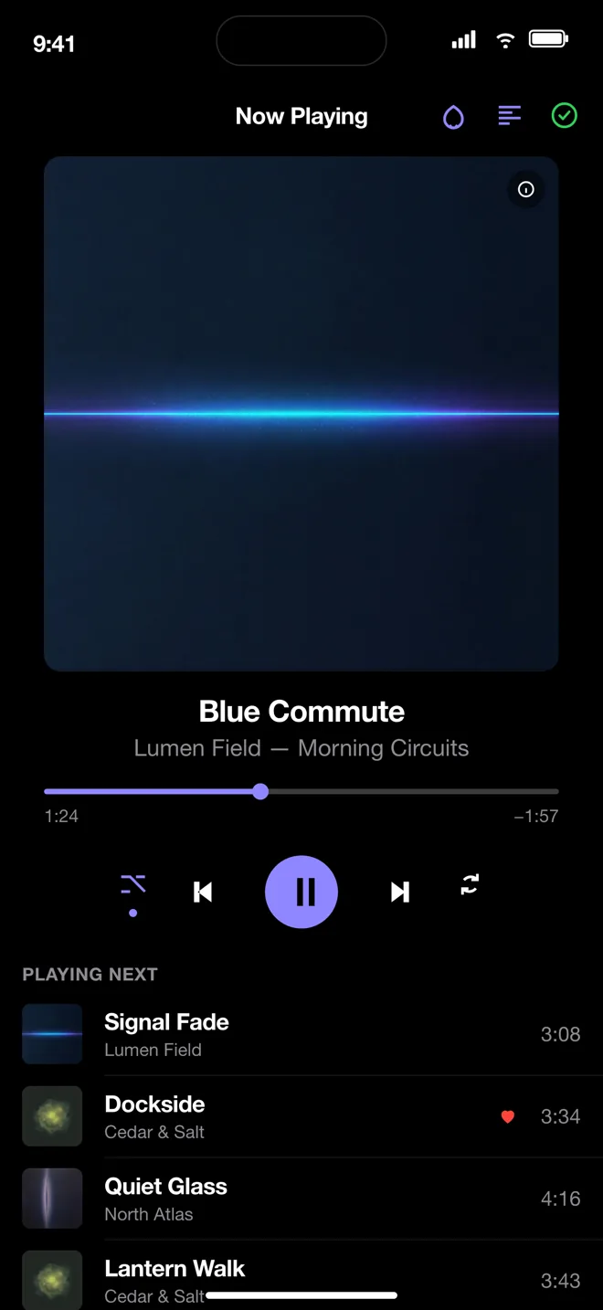 Auden’s real Now Playing interface on iPhone